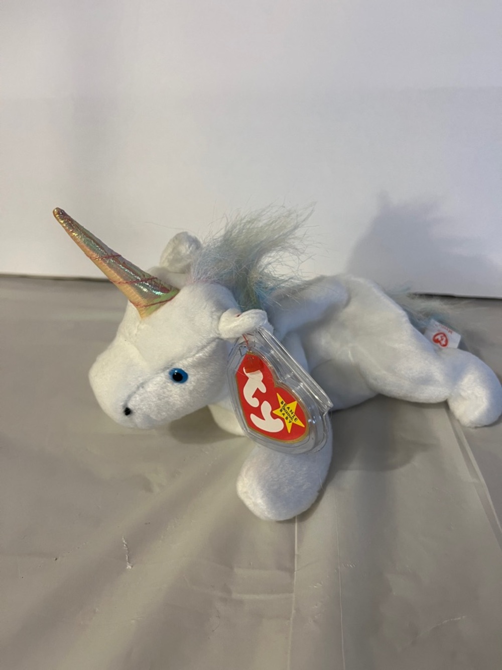 Ty White Unicorn Plush with Iridescent Gold Horn Mystic